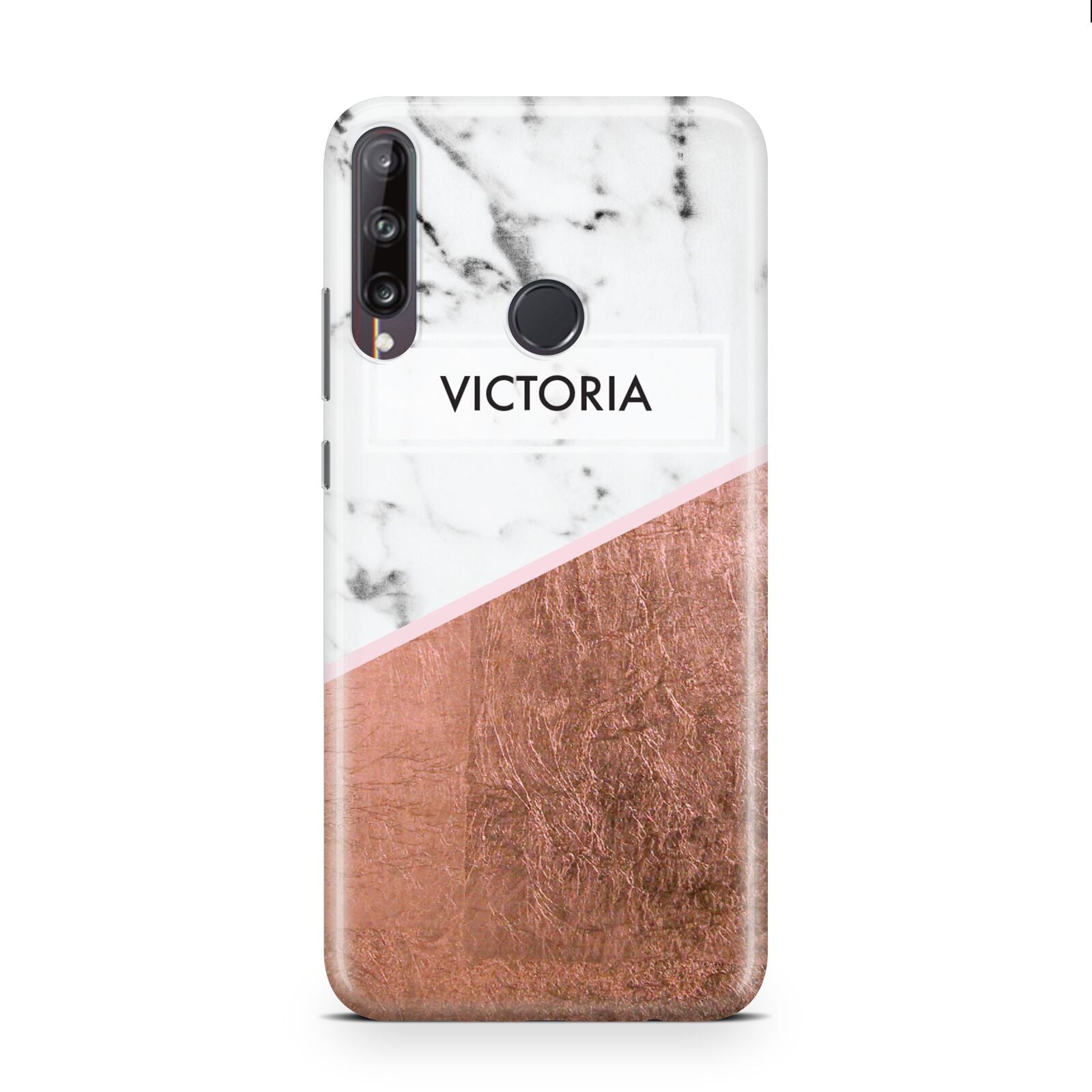 Personalised Marble Rose Gold Name Initials Huawei P40 Lite E Phone Case