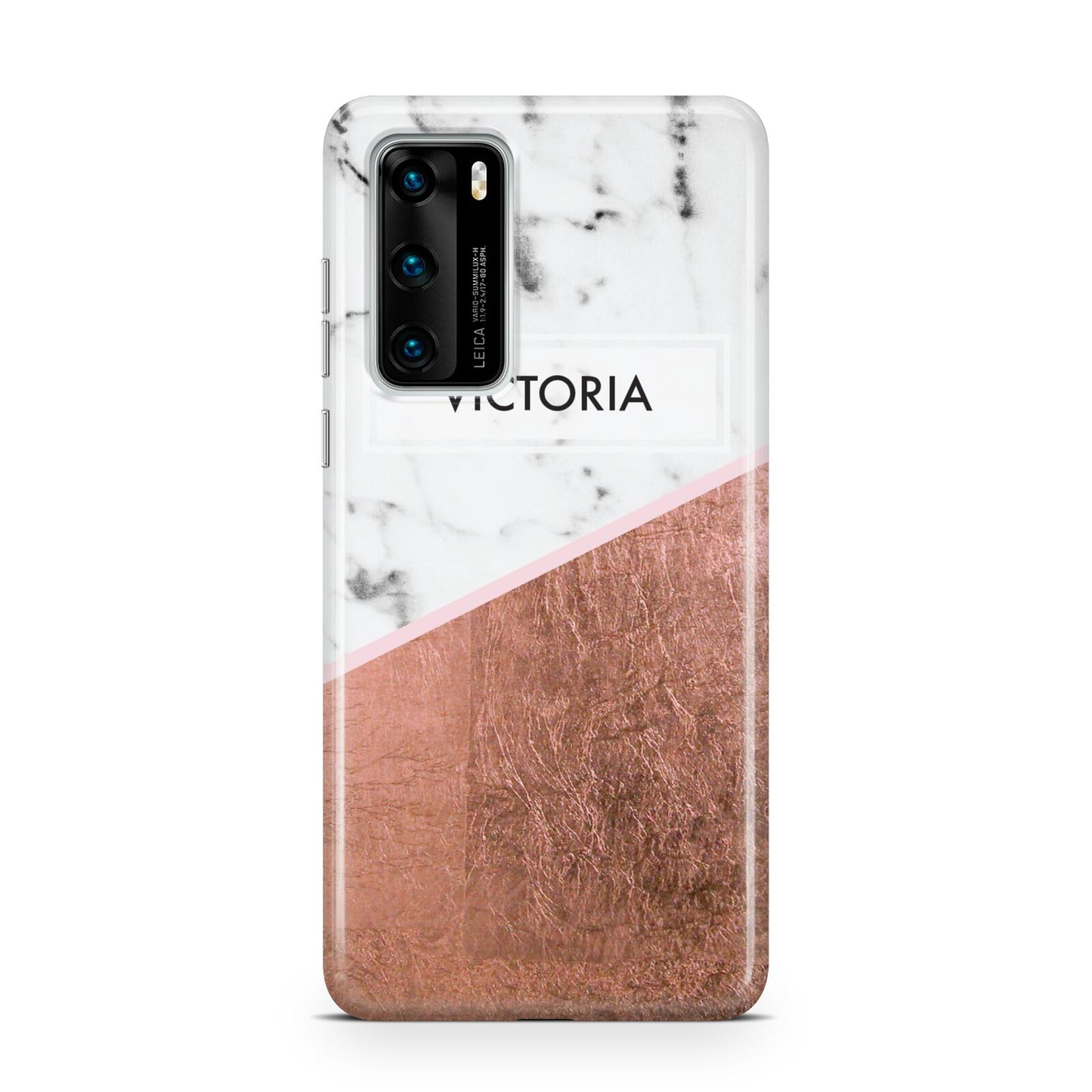 Personalised Marble Rose Gold Name Initials Huawei P40 Phone Case
