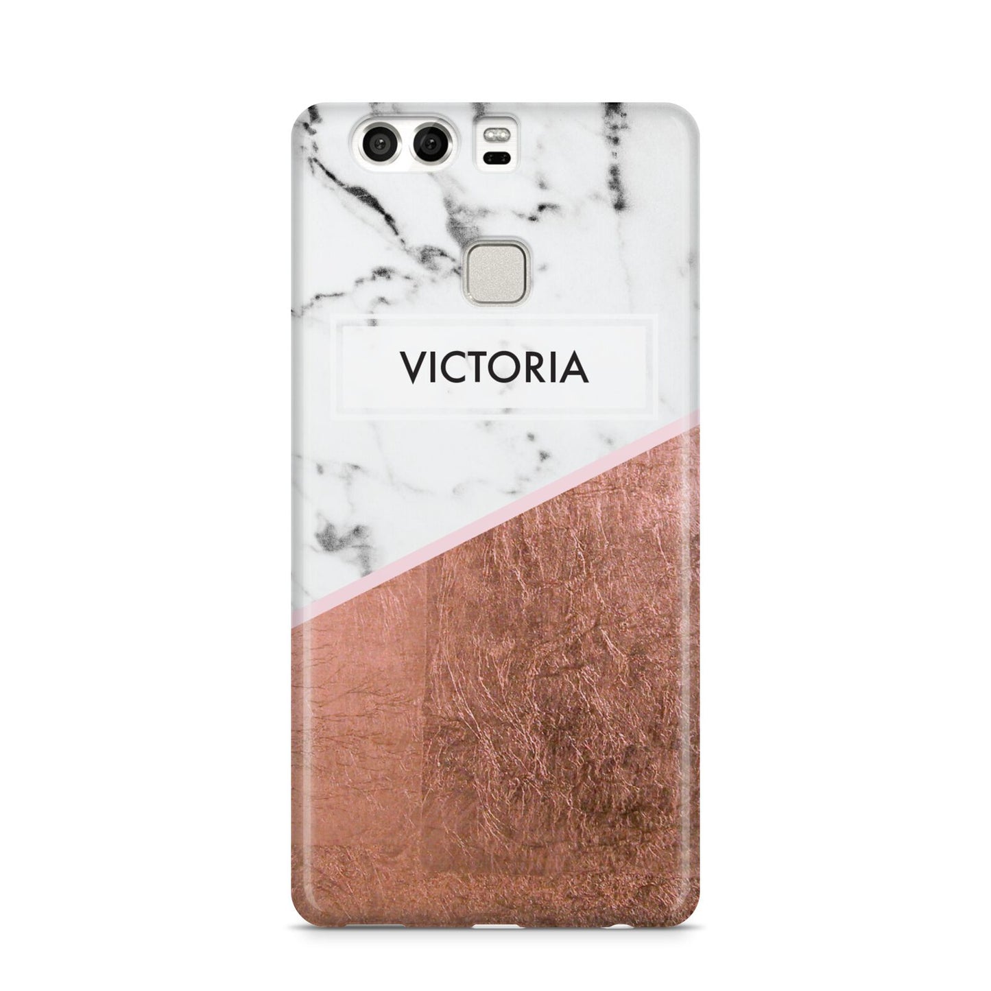 Personalised Marble Rose Gold Name Initials Huawei P9 Case