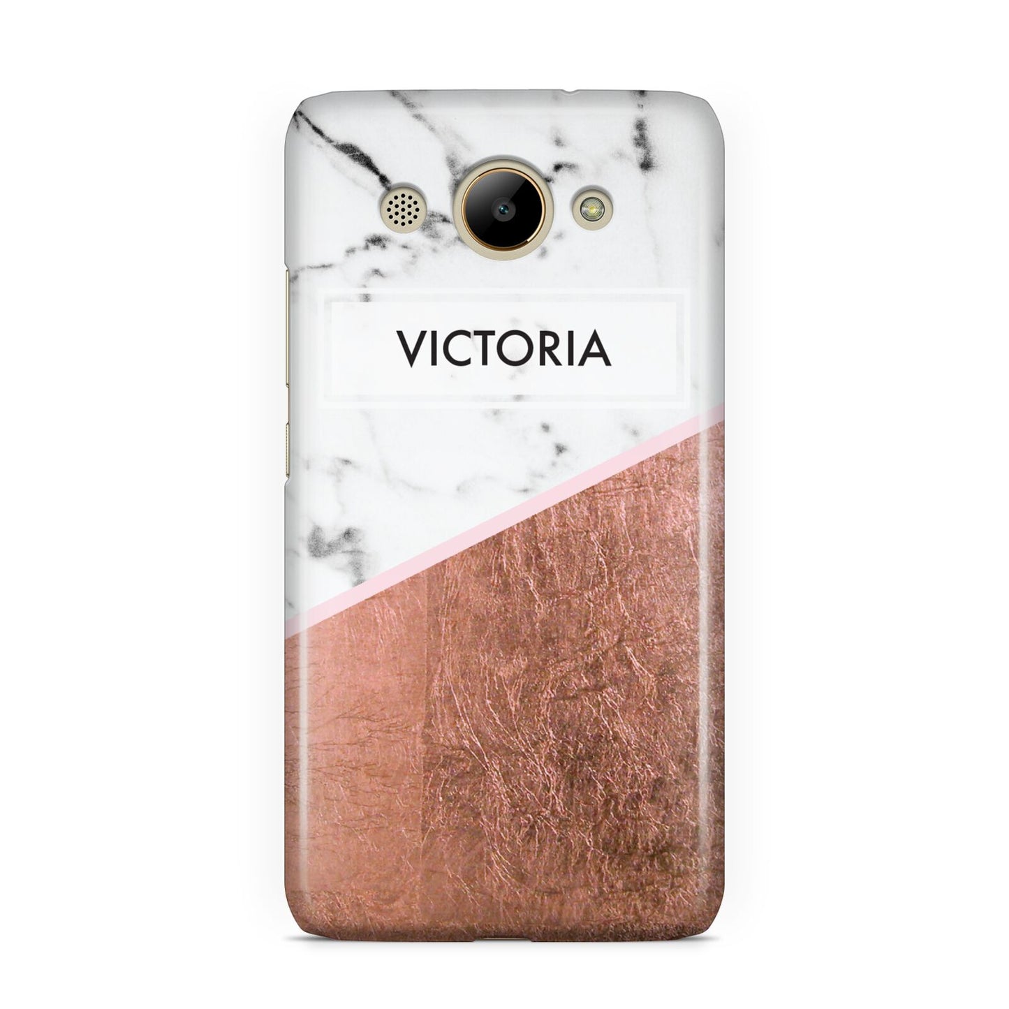 Personalised Marble Rose Gold Name Initials Huawei Y3 2017