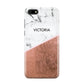 Personalised Marble Rose Gold Name Initials Huawei Y5 Prime 2018 Phone Case