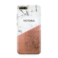 Personalised Marble Rose Gold Name Initials Huawei Y6 2018