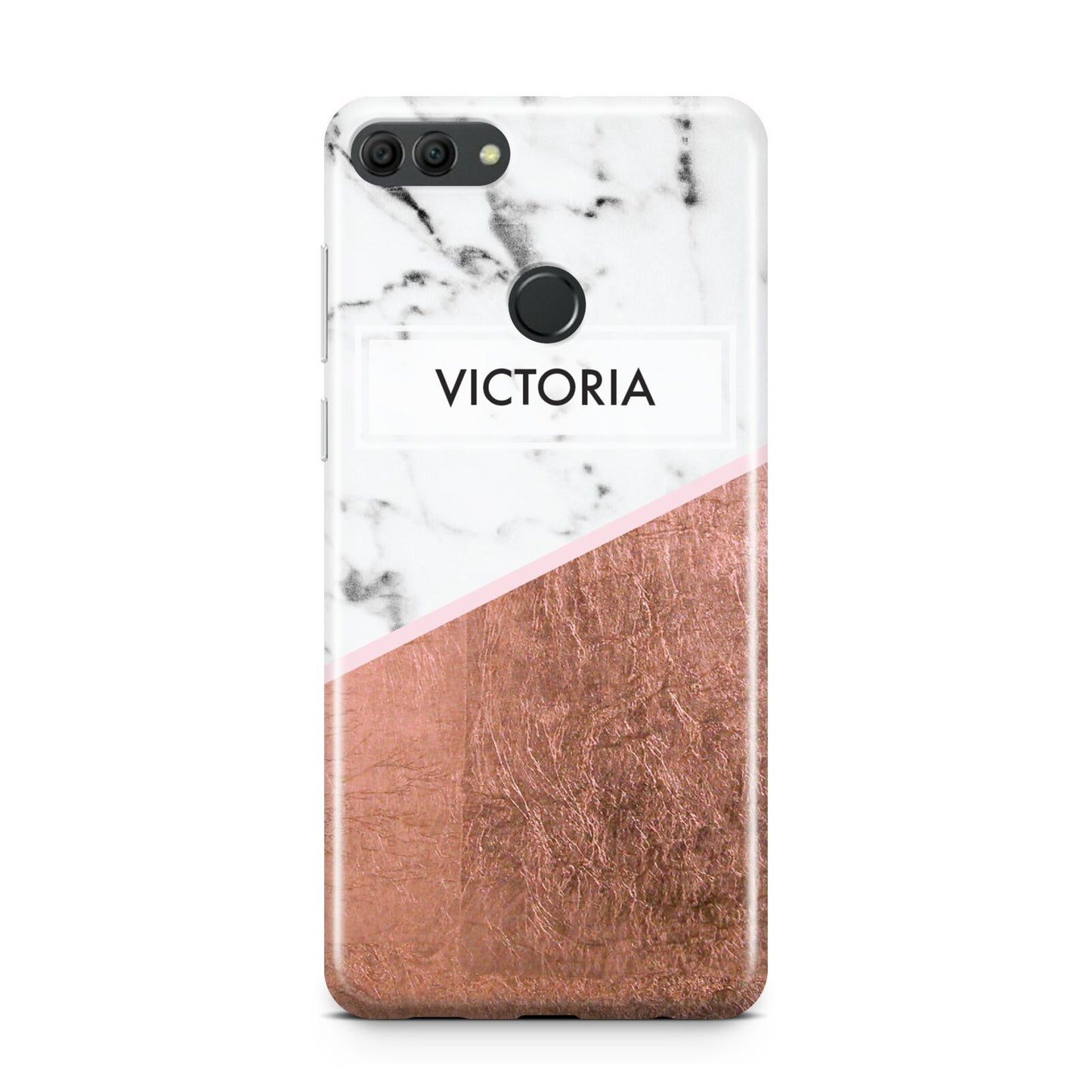 Personalised Marble Rose Gold Name Initials Huawei Y9 2018