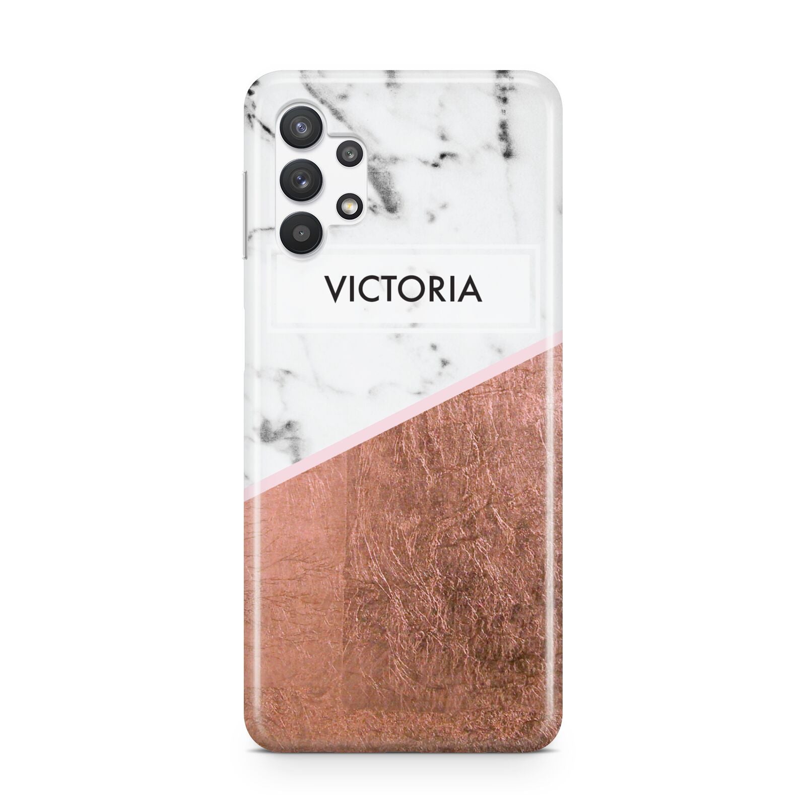 Personalised Marble Rose Gold Name Initials Samsung A32 5G Case