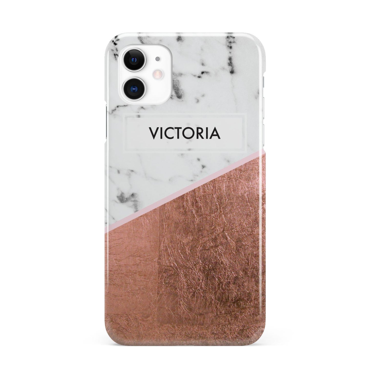 Personalised Marble Rose Gold Name Initials iPhone 11 3D Snap Case