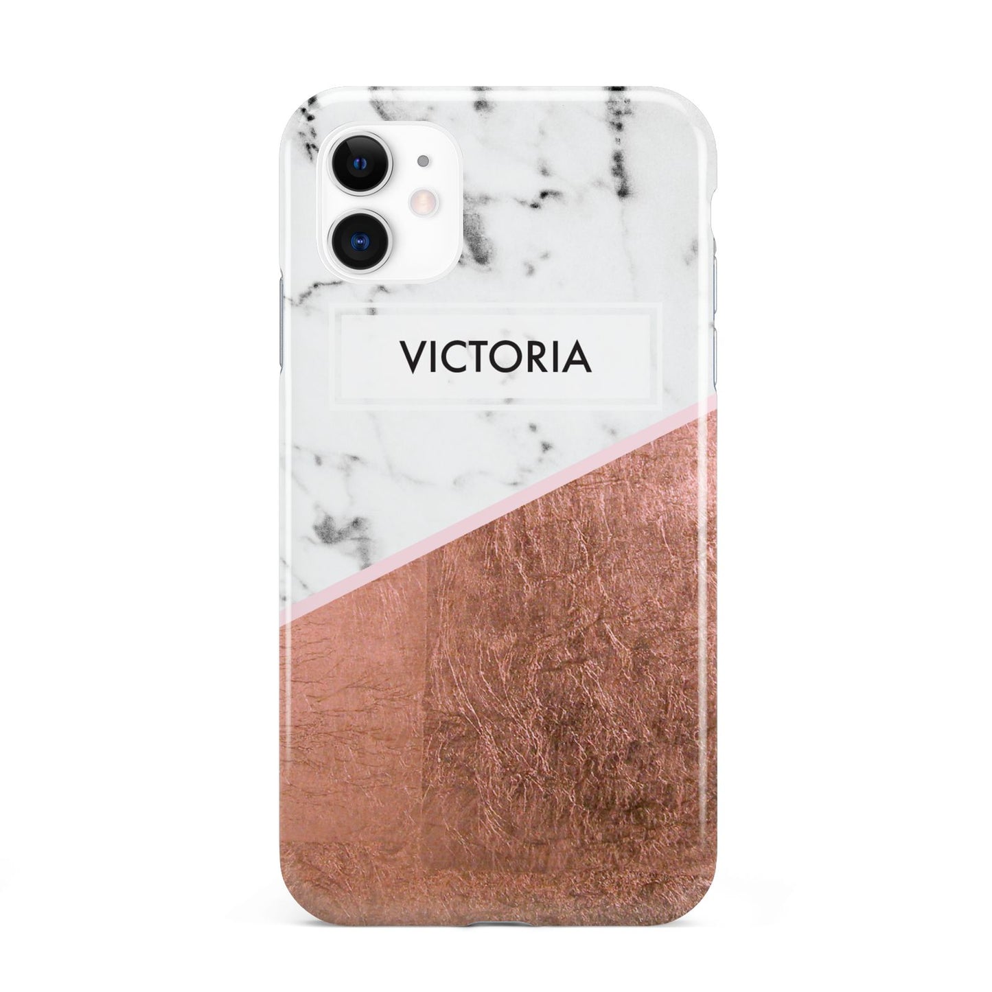 Personalised Marble Rose Gold Name Initials iPhone 11 3D Tough Case