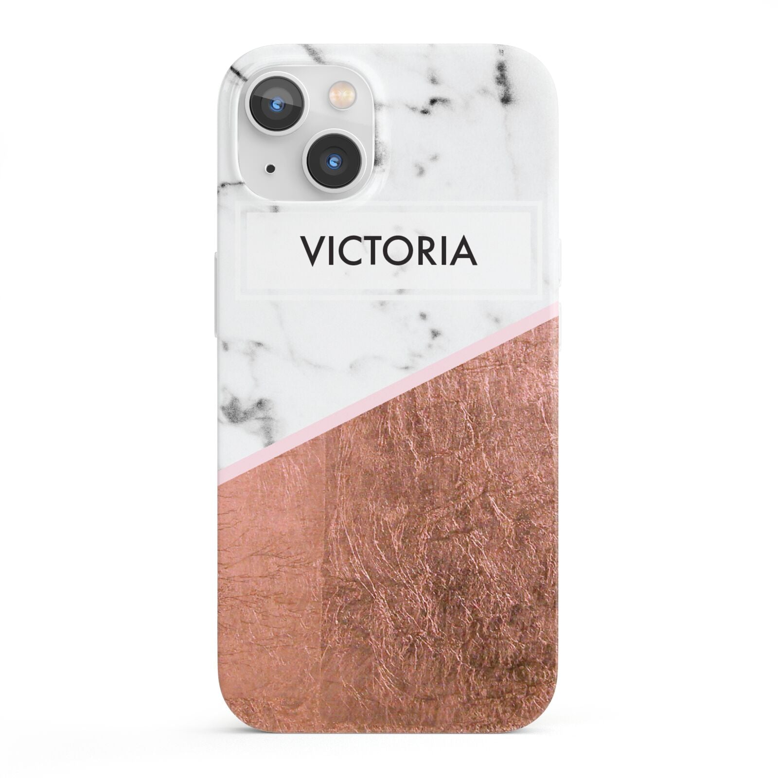 Personalised Marble Rose Gold Name Initials iPhone 13 Full Wrap 3D Snap Case