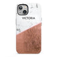Personalised Marble Rose Gold Name Initials iPhone 13 Full Wrap 3D Tough Case