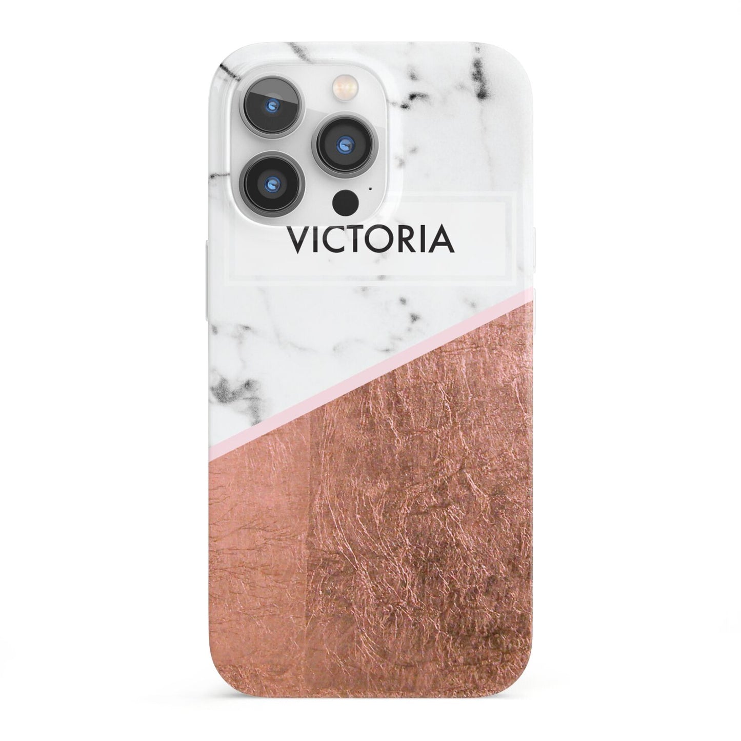 Personalised Marble Rose Gold Name Initials iPhone 13 Pro Full Wrap 3D Snap Case
