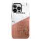 Personalised Marble Rose Gold Name Initials iPhone 13 Pro Full Wrap 3D Tough Case