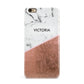 Personalised Marble Rose Gold Name Initials iPhone 6 Plus 3D Snap Case on Gold Phone