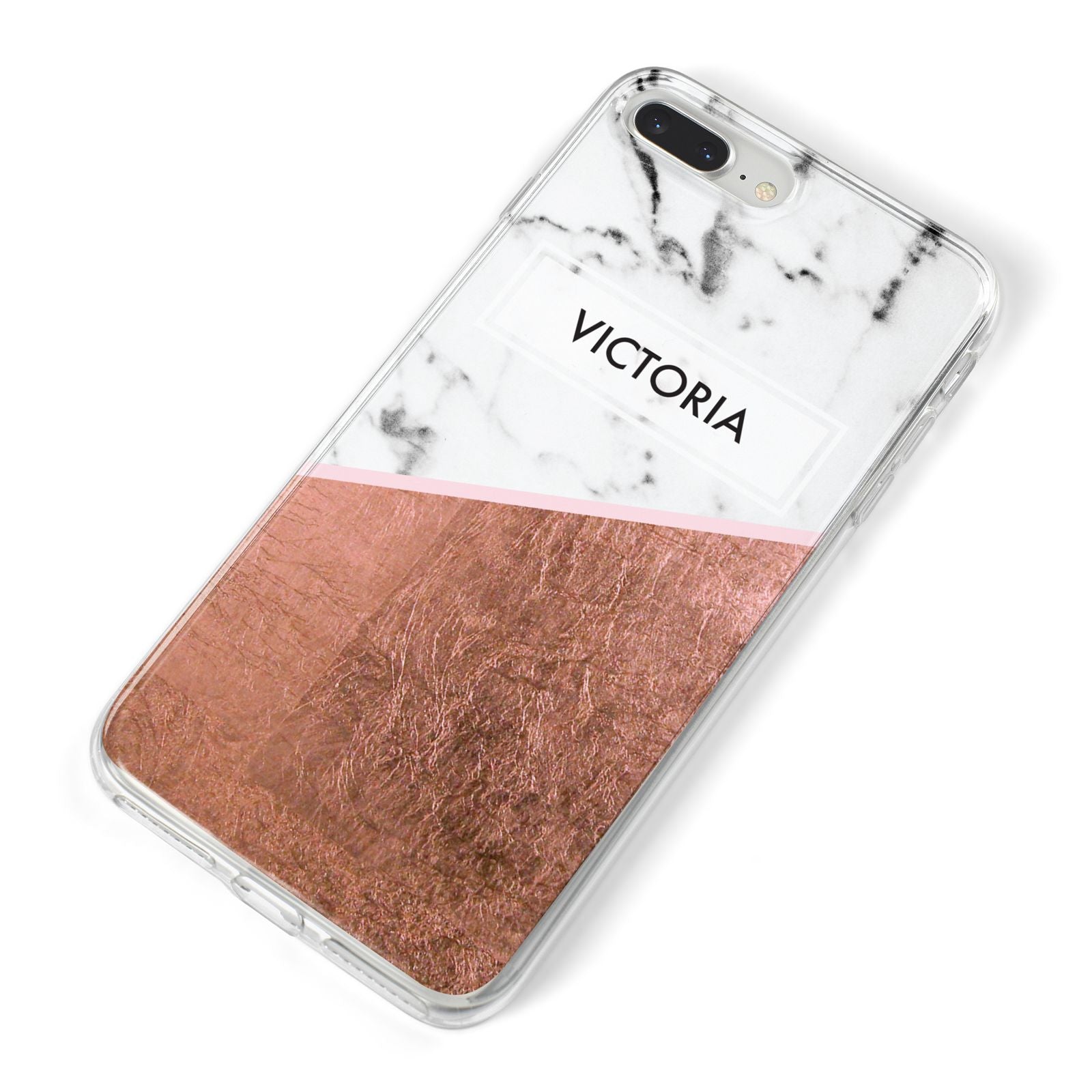 Personalised Marble Rose Gold Name Initials iPhone 8 Plus Bumper Case on Silver iPhone Alternative Image