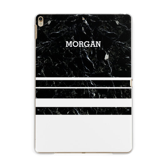 Personalised Marble Stripes Name Initials Apple iPad Gold Case