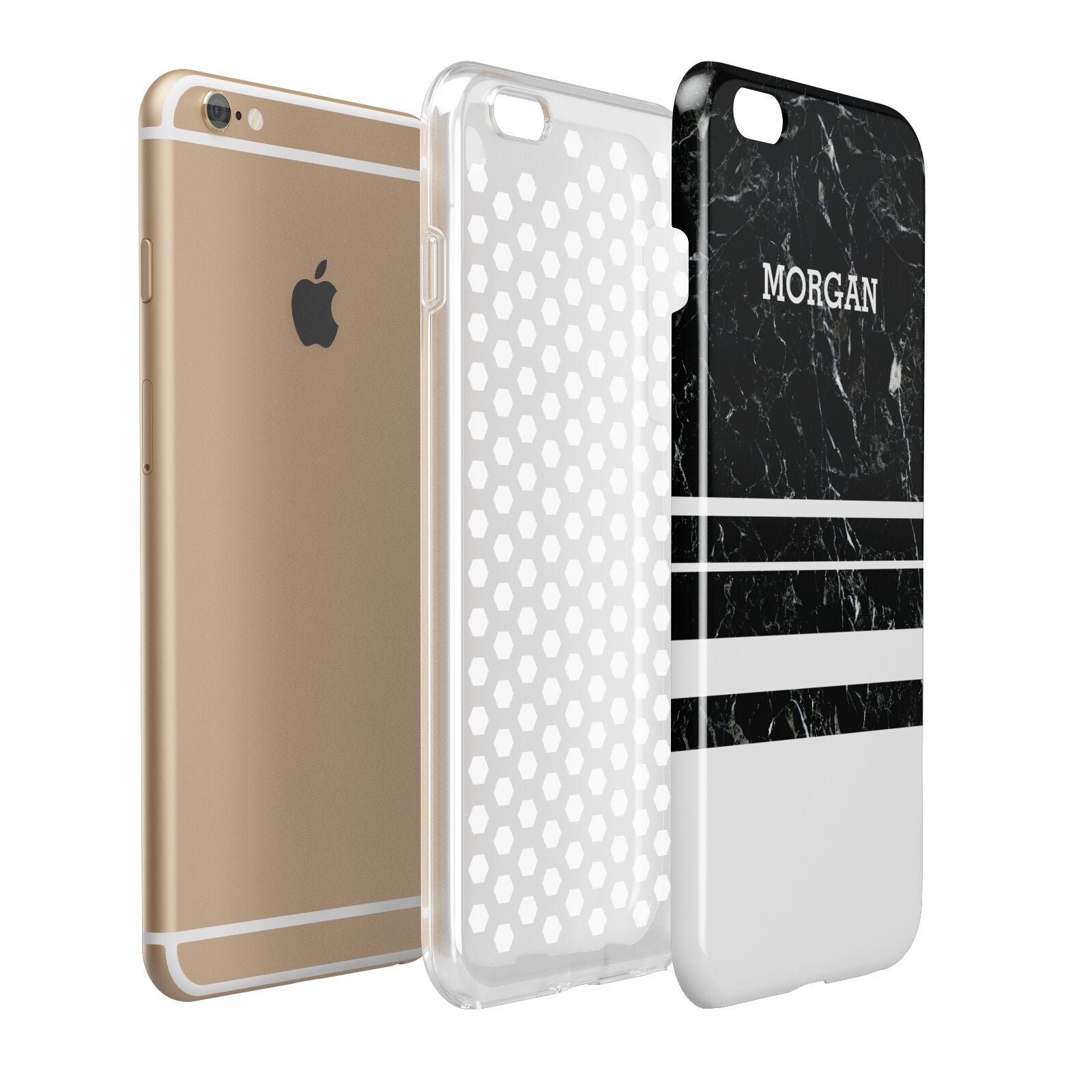 Personalised Marble Stripes Name Initials Apple iPhone 6 Plus 3D Tough Case Expand Detail Image
