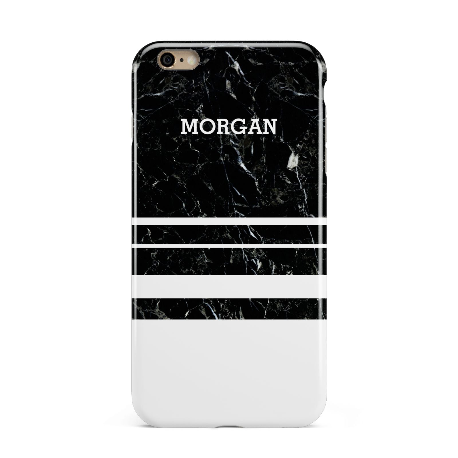 Personalised Marble Stripes Name Initials Apple iPhone 6 Plus 3D Tough Case