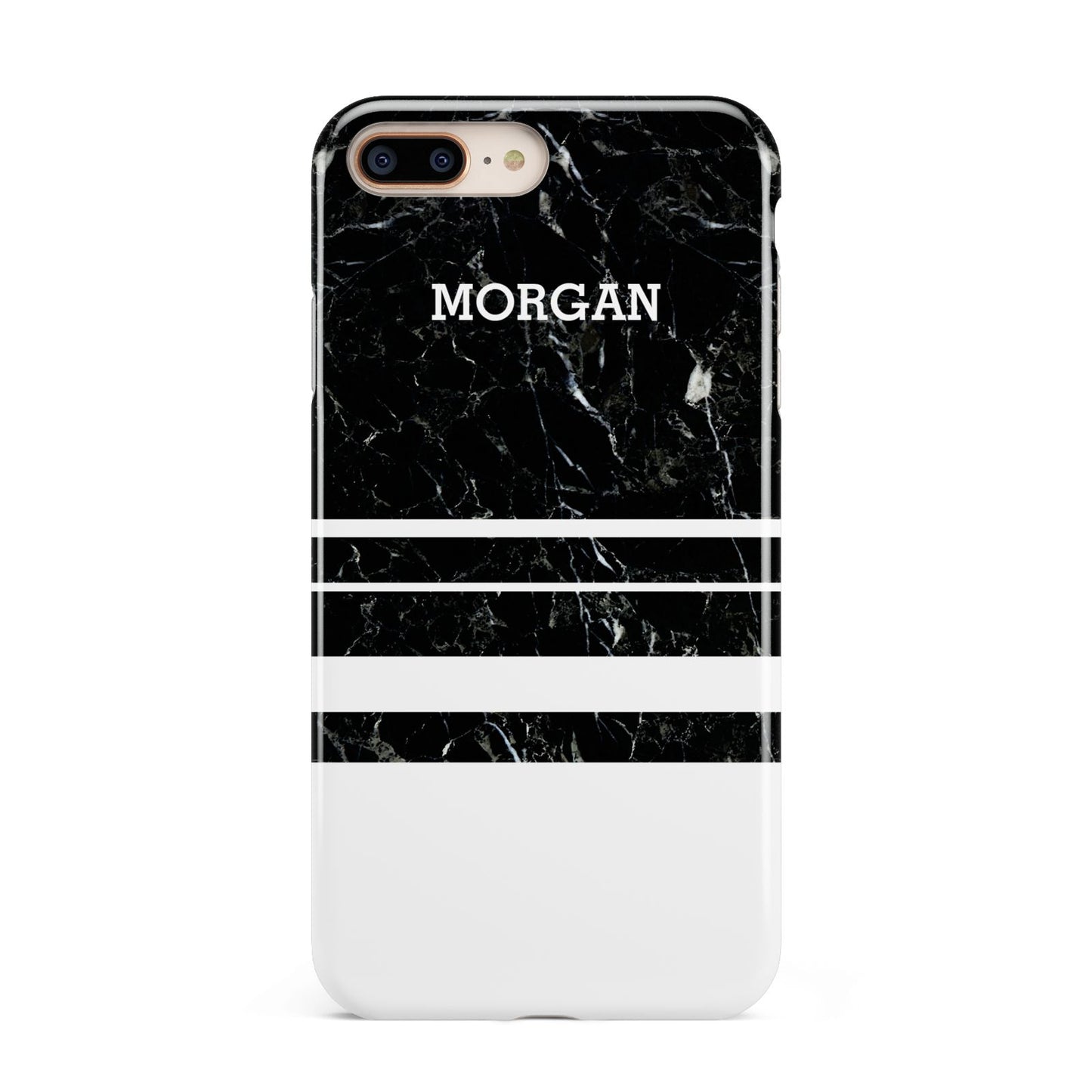 Personalised Marble Stripes Name Initials Apple iPhone 7 8 Plus 3D Tough Case