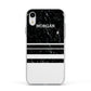 Personalised Marble Stripes Name Initials Apple iPhone XR Impact Case White Edge on Silver Phone