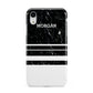 Personalised Marble Stripes Name Initials Apple iPhone XR White 3D Tough Case