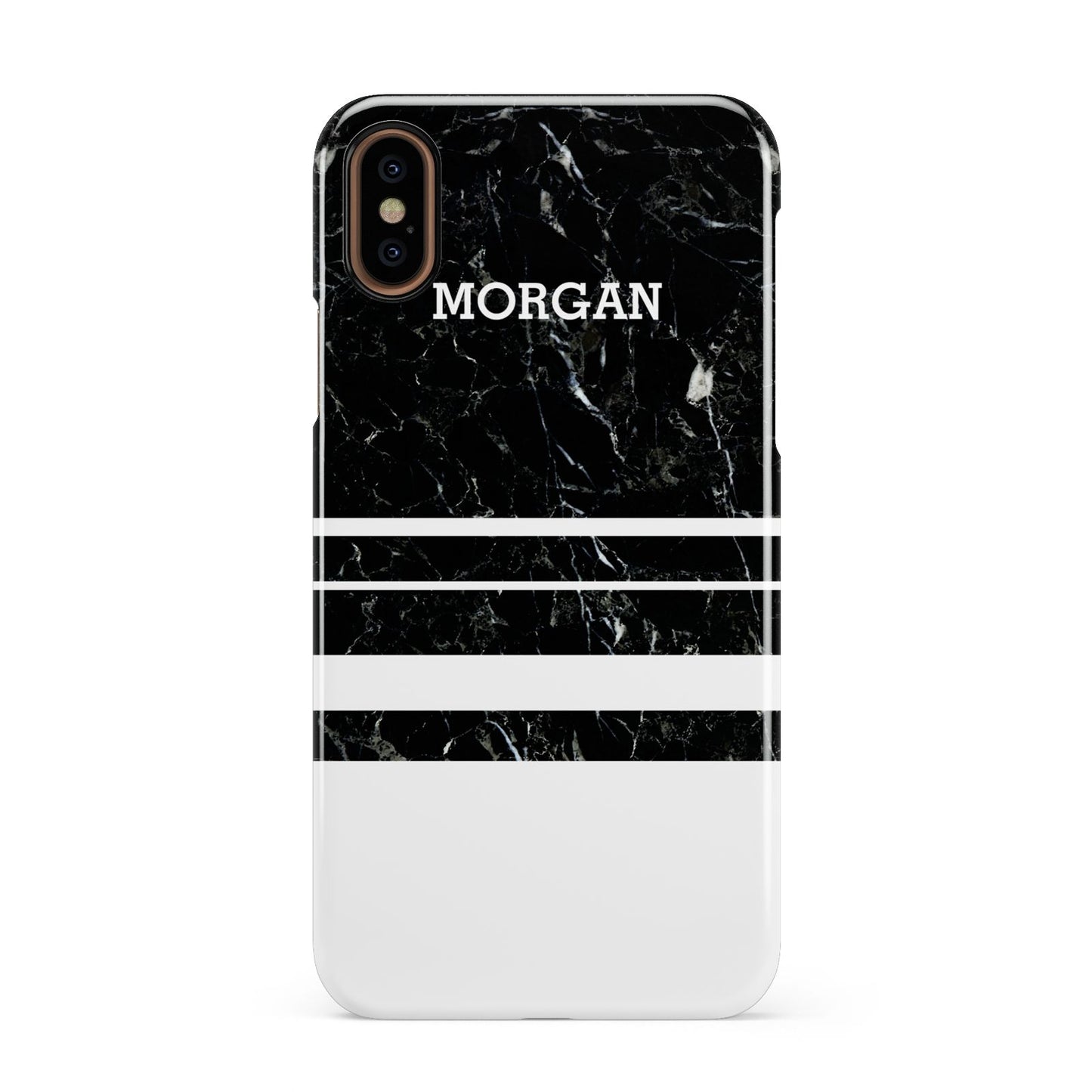 Personalised Marble Stripes Name Initials Apple iPhone XS 3D Snap Case