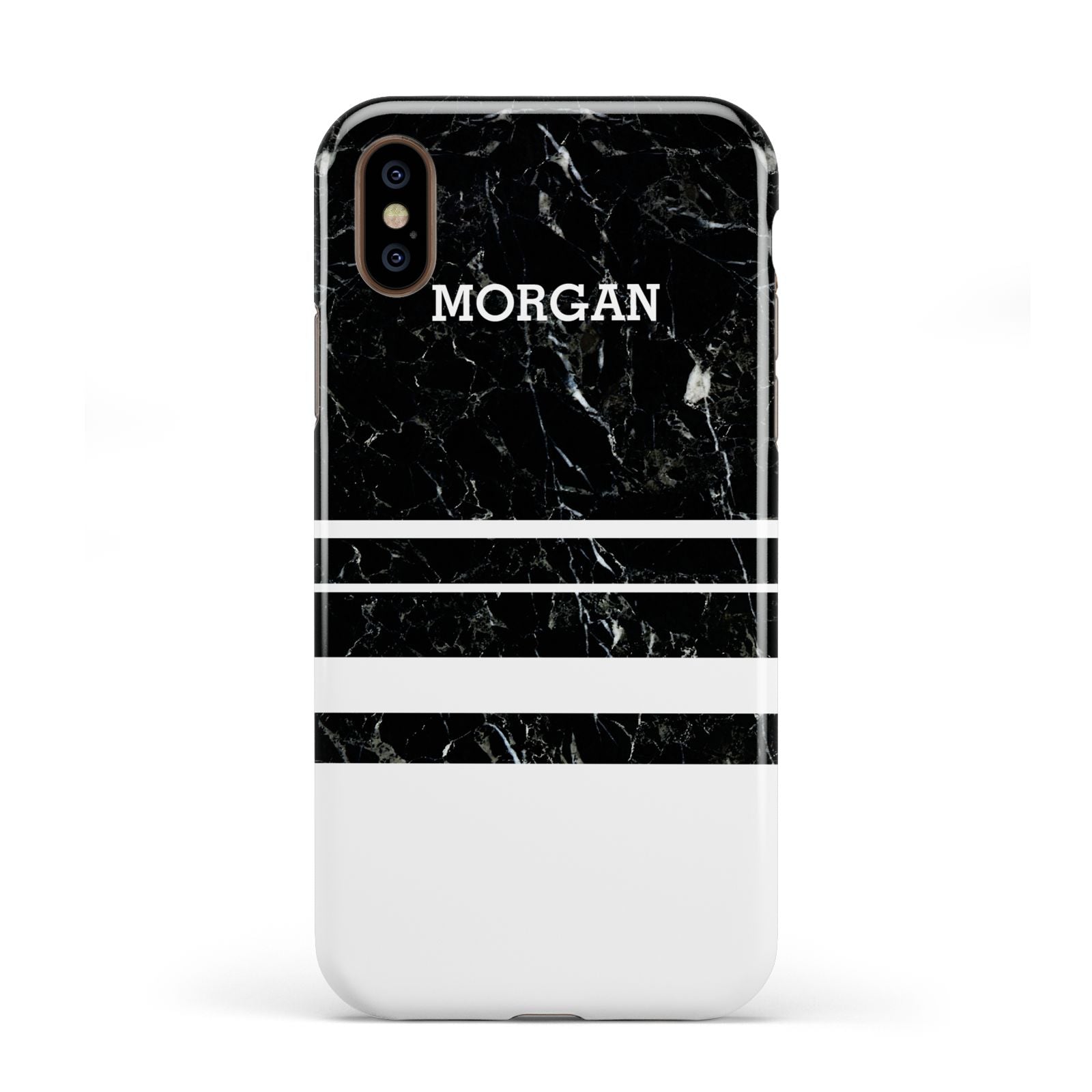 Personalised Marble Stripes Name Initials Apple iPhone XS 3D Tough