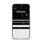 Personalised Marble Stripes Name Initials Apple iPhone Xs Impact Case Black Edge on Black Phone