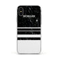 Personalised Marble Stripes Name Initials Apple iPhone Xs Impact Case White Edge on Silver Phone