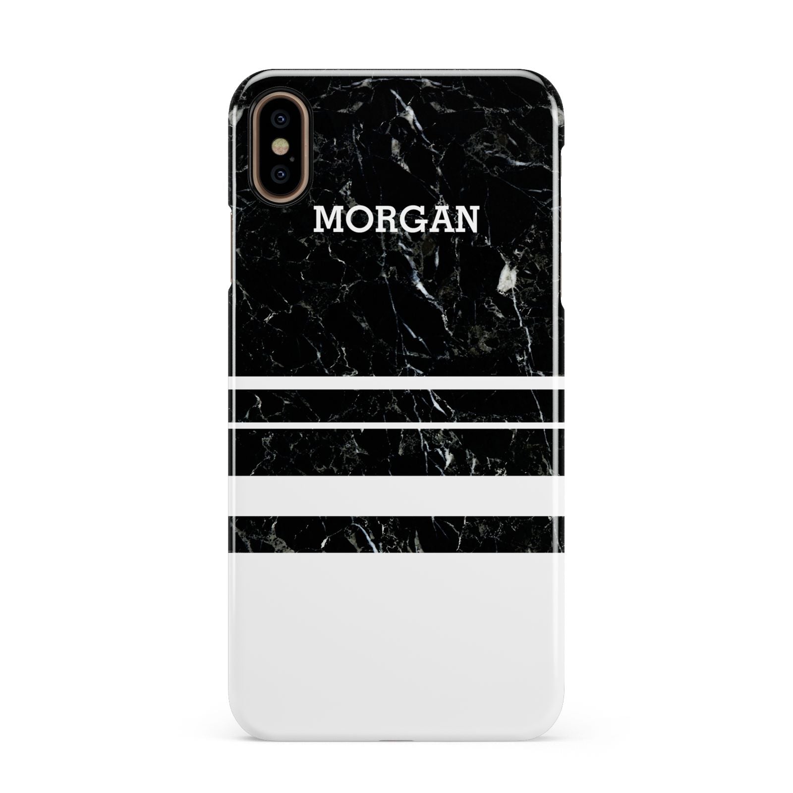 Personalised Marble Stripes Name Initials Apple iPhone Xs Max 3D Snap Case