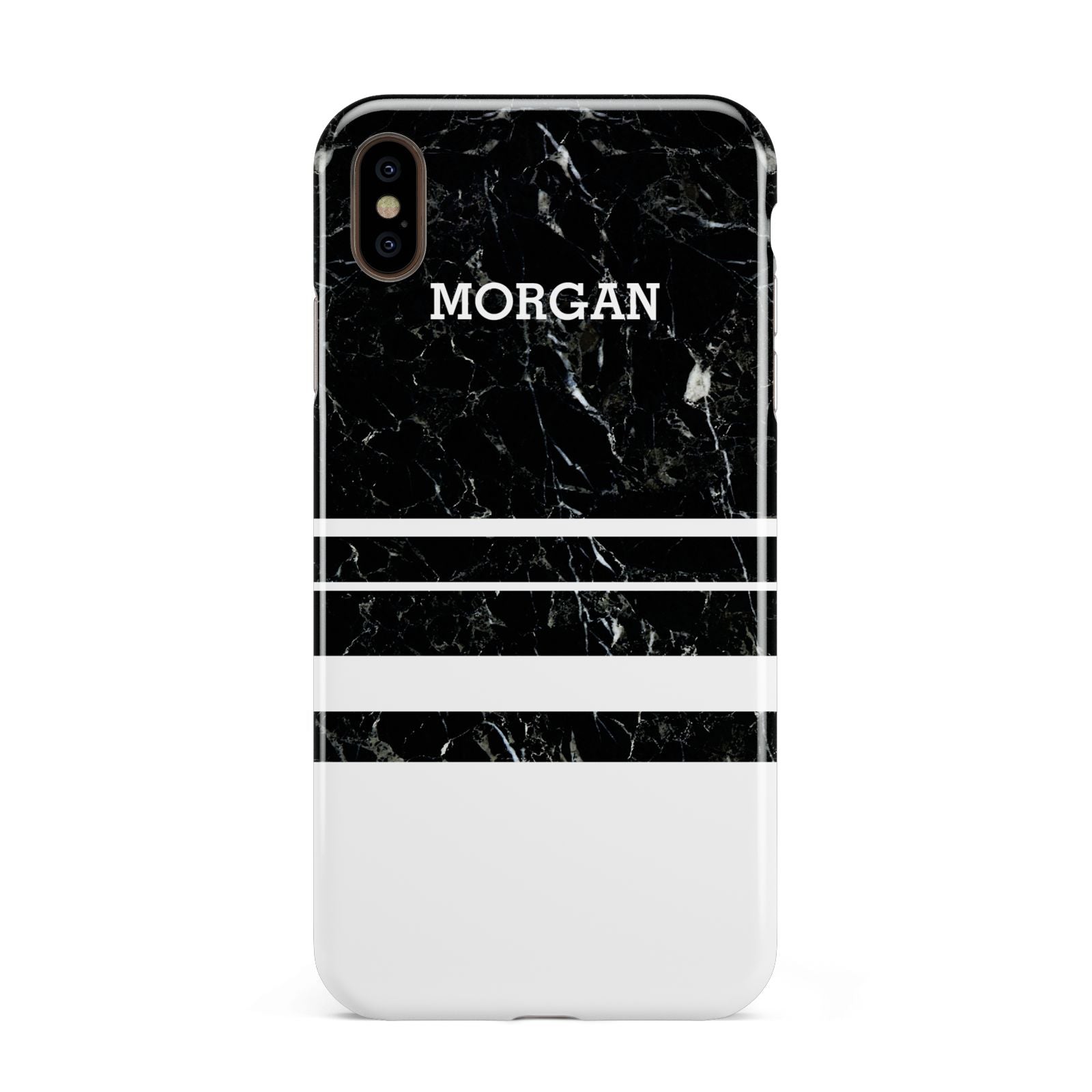 Personalised Marble Stripes Name Initials Apple iPhone Xs Max 3D Tough Case