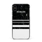 Personalised Marble Stripes Name Initials Apple iPhone Xs Max Impact Case Black Edge on Black Phone