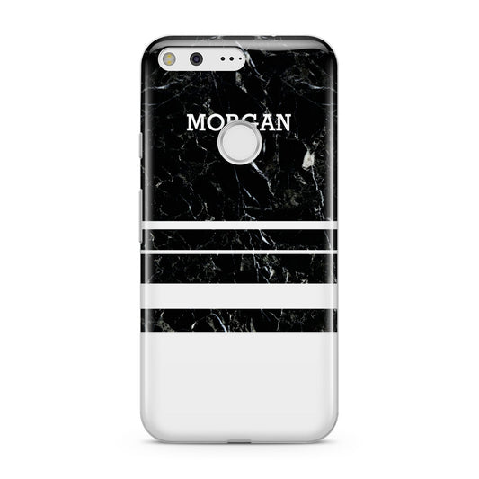 Personalised Marble Stripes Name Initials Google Pixel Case