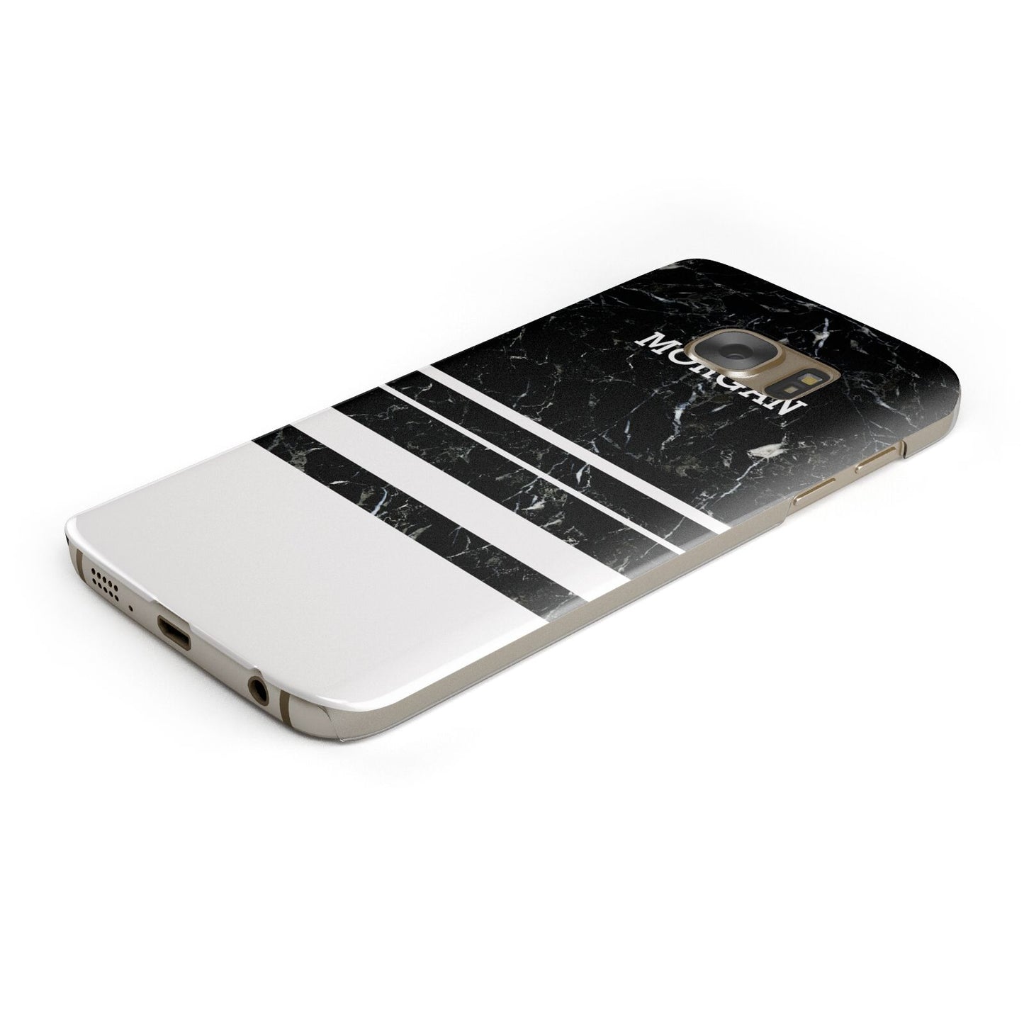 Personalised Marble Stripes Name Initials Protective Samsung Galaxy Case Angled Image