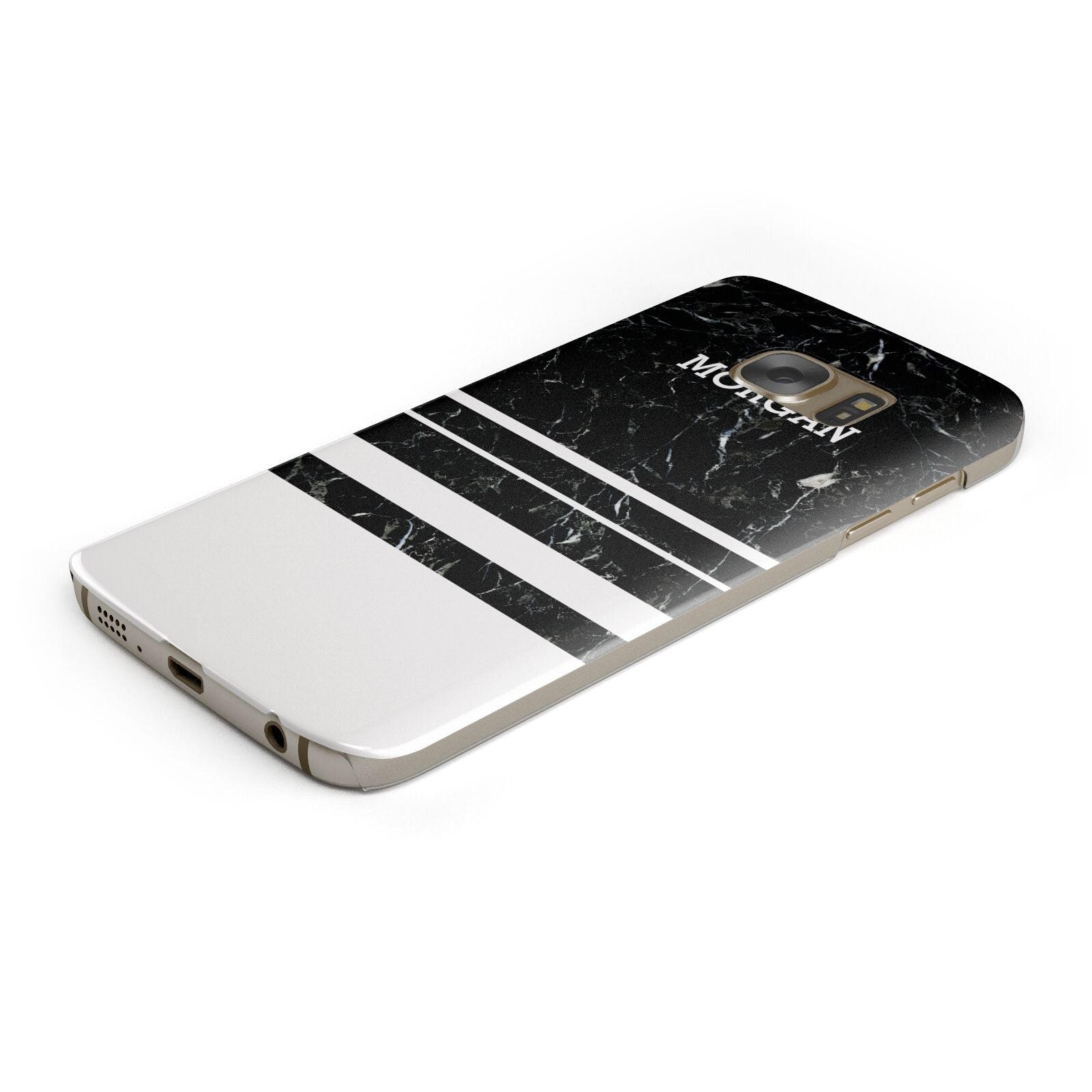 Personalised Marble Stripes Name Initials Protective Samsung Galaxy Case Angled Image