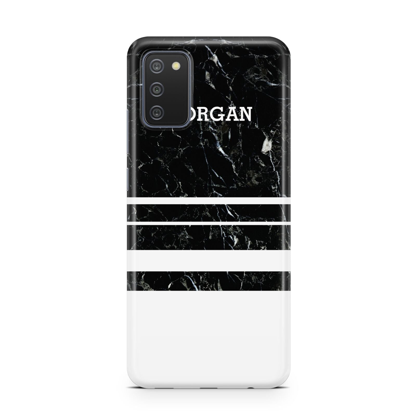 Personalised Marble Stripes Name Initials Samsung A02s Case