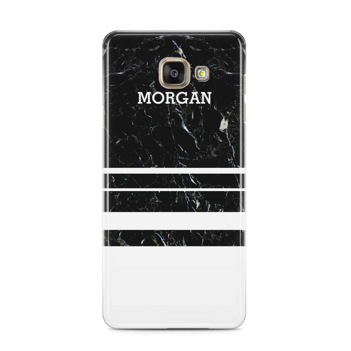 Personalised Marble Stripes Name Initials Samsung Galaxy A3 2016 Case on gold phone
