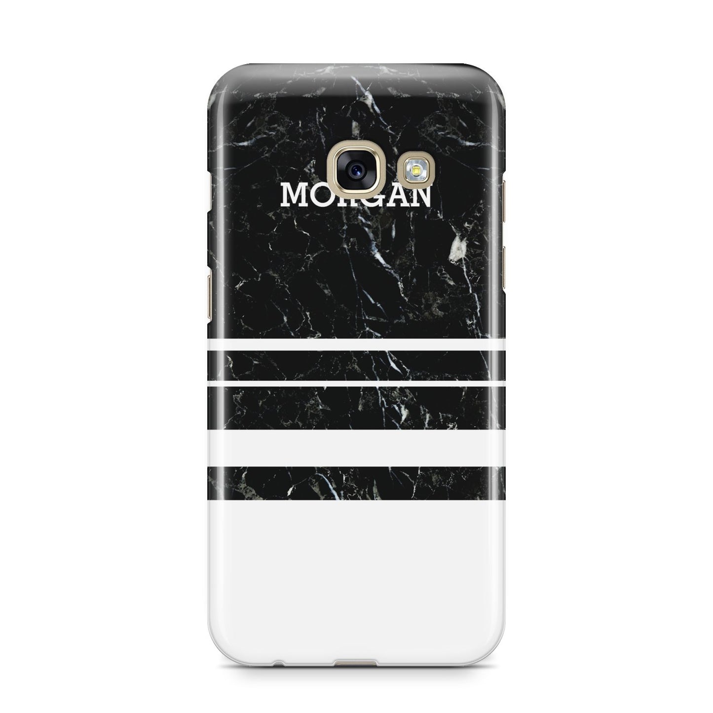 Personalised Marble Stripes Name Initials Samsung Galaxy A3 2017 Case on gold phone