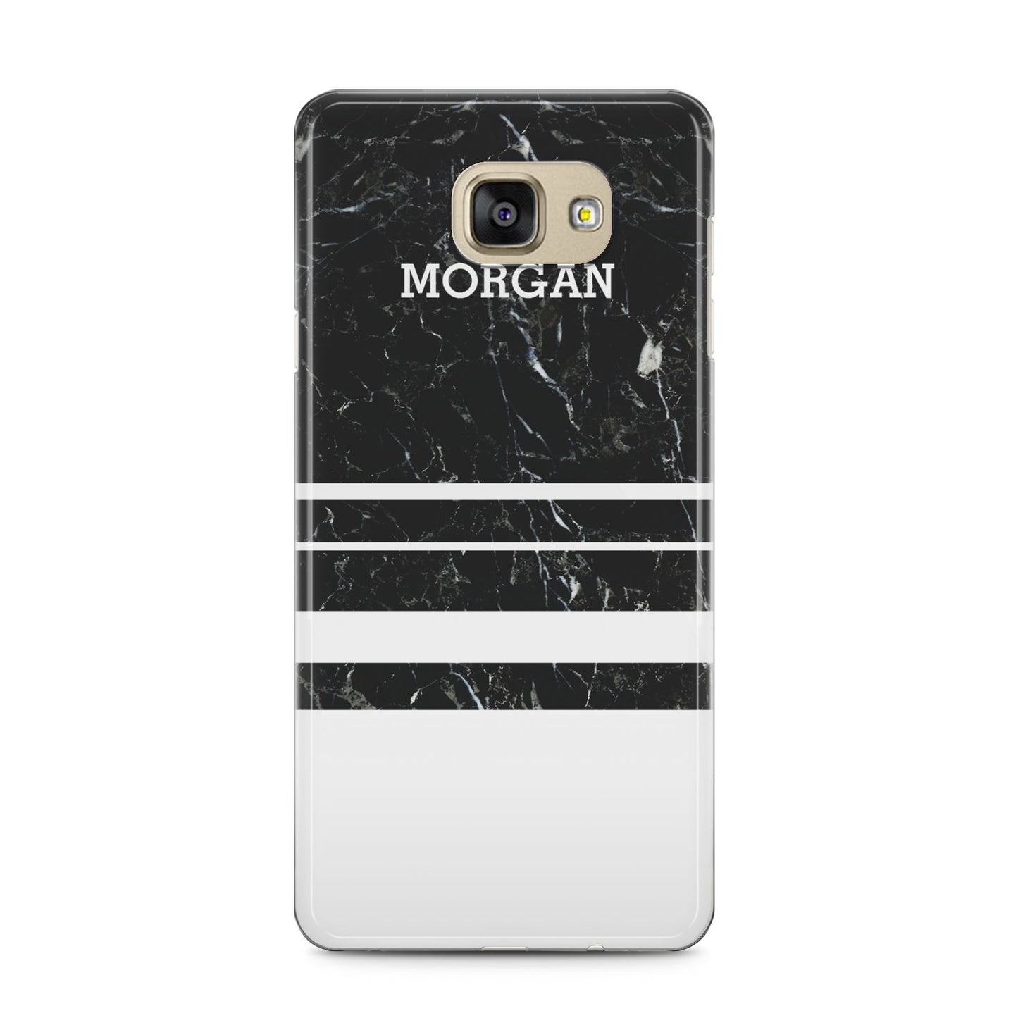 Personalised Marble Stripes Name Initials Samsung Galaxy A5 2016 Case on gold phone