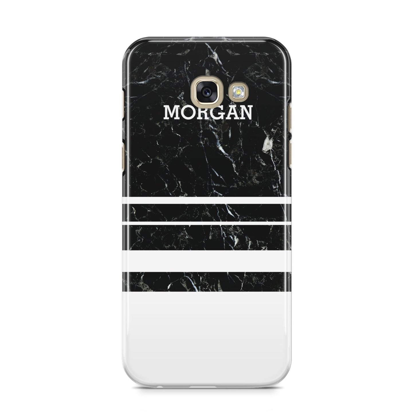 Personalised Marble Stripes Name Initials Samsung Galaxy A5 2017 Case on gold phone