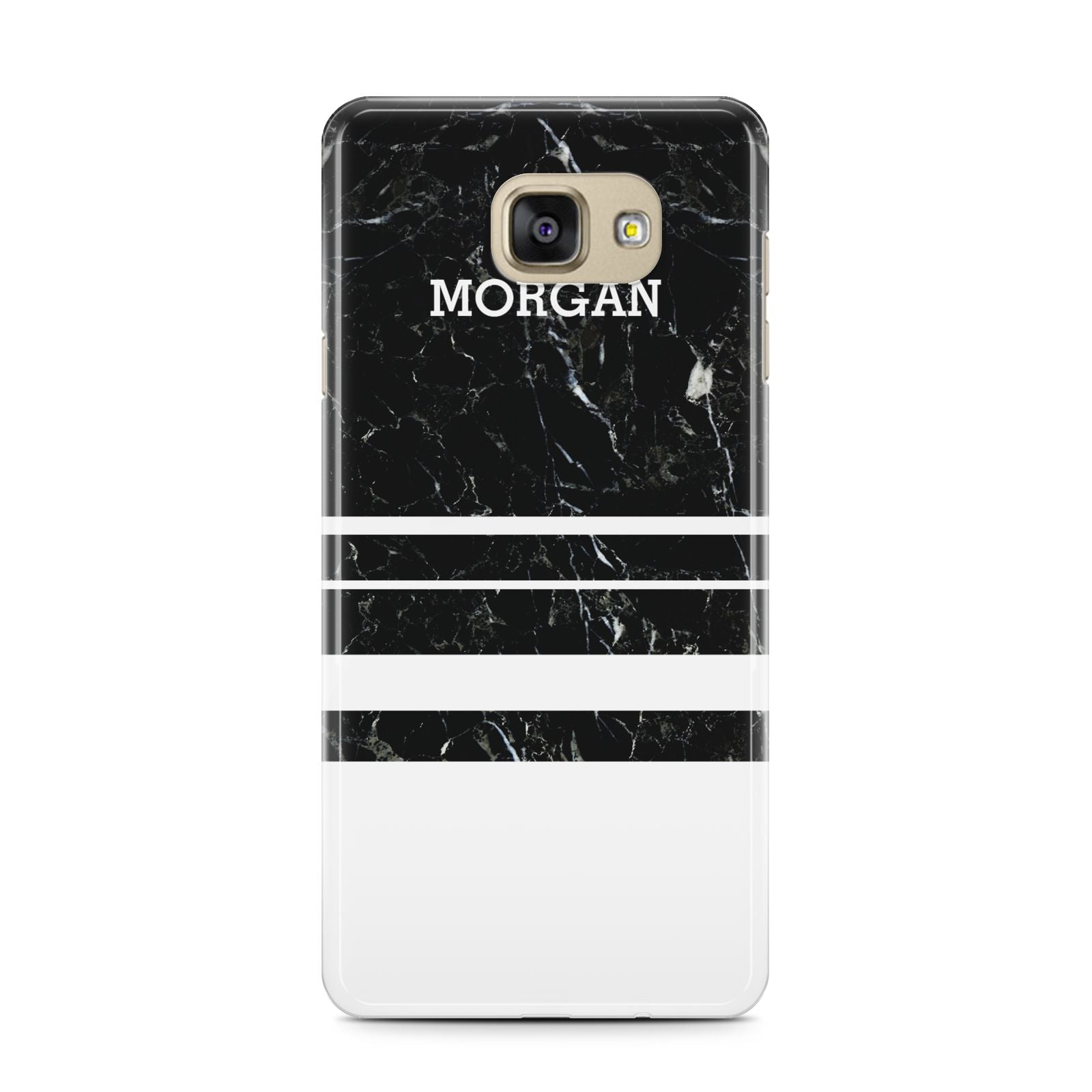 Personalised Marble Stripes Name Initials Samsung Galaxy A7 2016 Case on gold phone