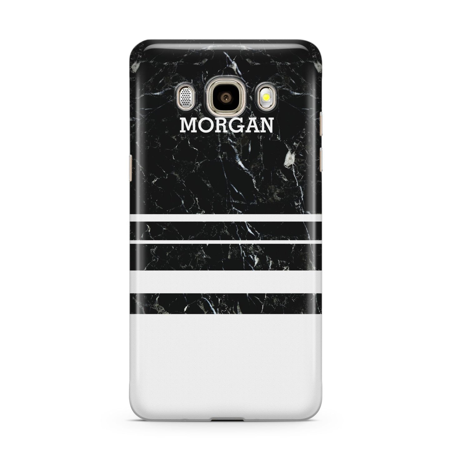 Personalised Marble Stripes Name Initials Samsung Galaxy J7 2016 Case on gold phone