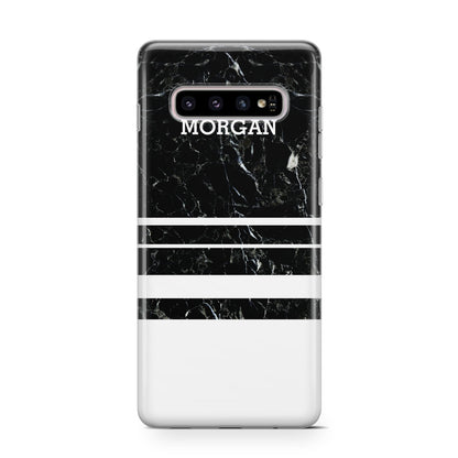 Personalised Marble Stripes Name Initials Samsung Galaxy S10 Case