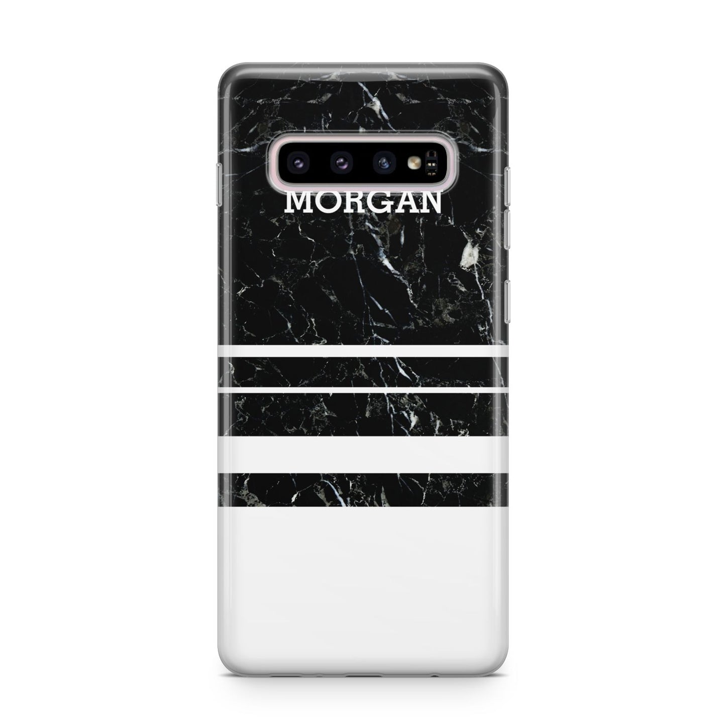 Personalised Marble Stripes Name Initials Samsung Galaxy S10 Plus Case