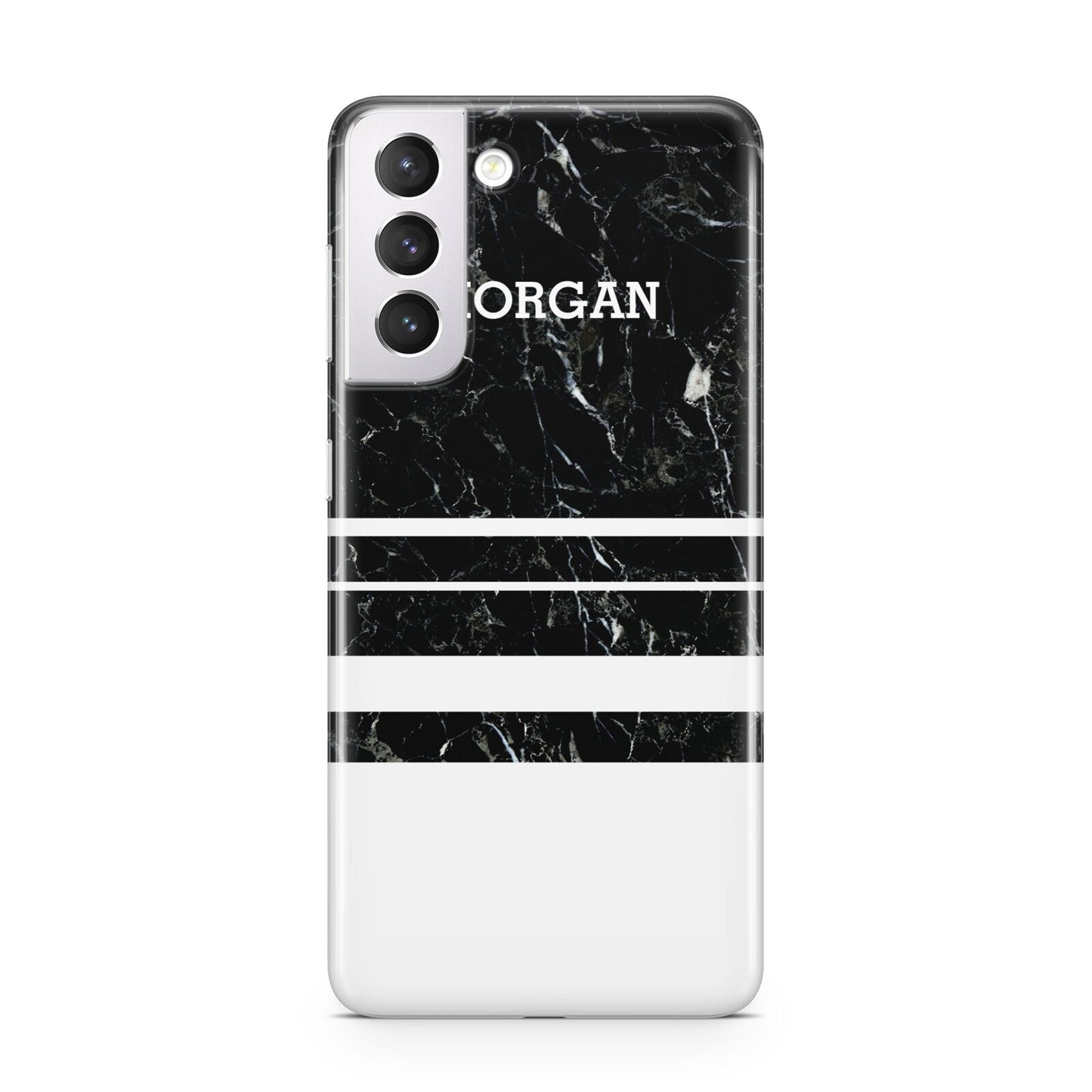 Personalised Marble Stripes Name Initials Samsung S21 Case
