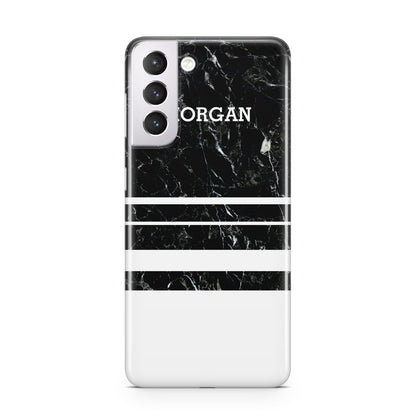 Personalised Marble Stripes Name Initials Samsung S21 Case