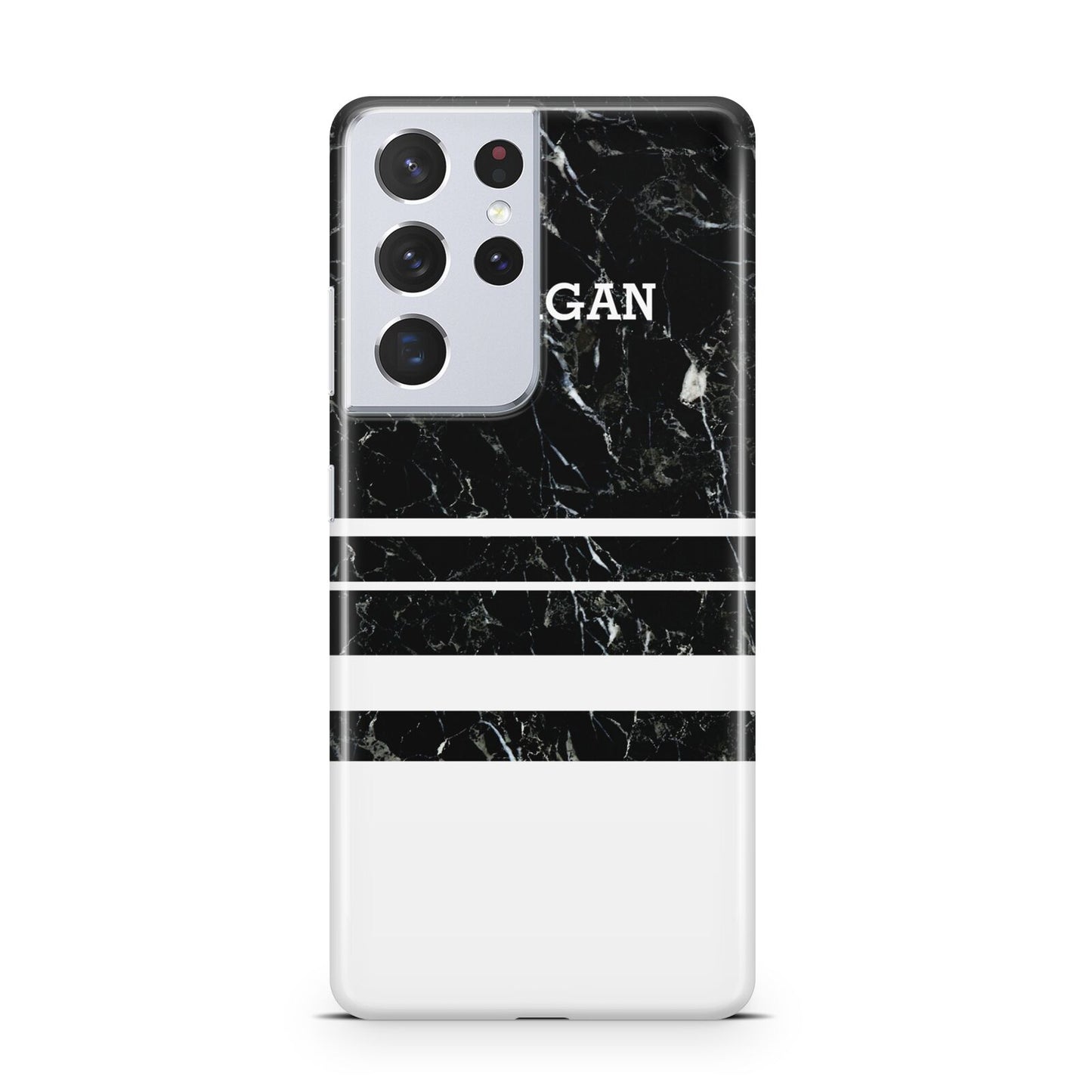 Personalised Marble Stripes Name Initials Samsung S21 Ultra Case