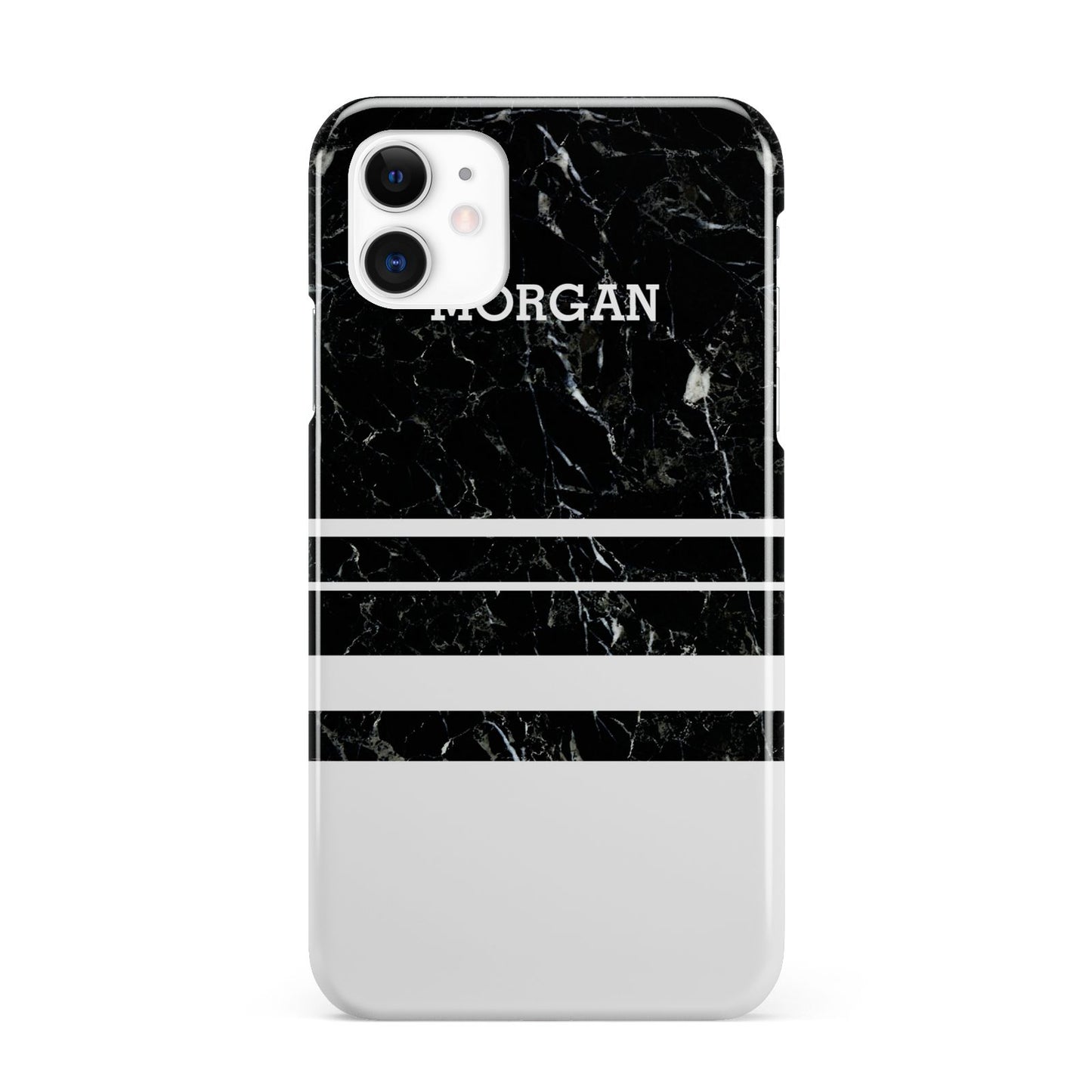 Personalised Marble Stripes Name Initials iPhone 11 3D Snap Case