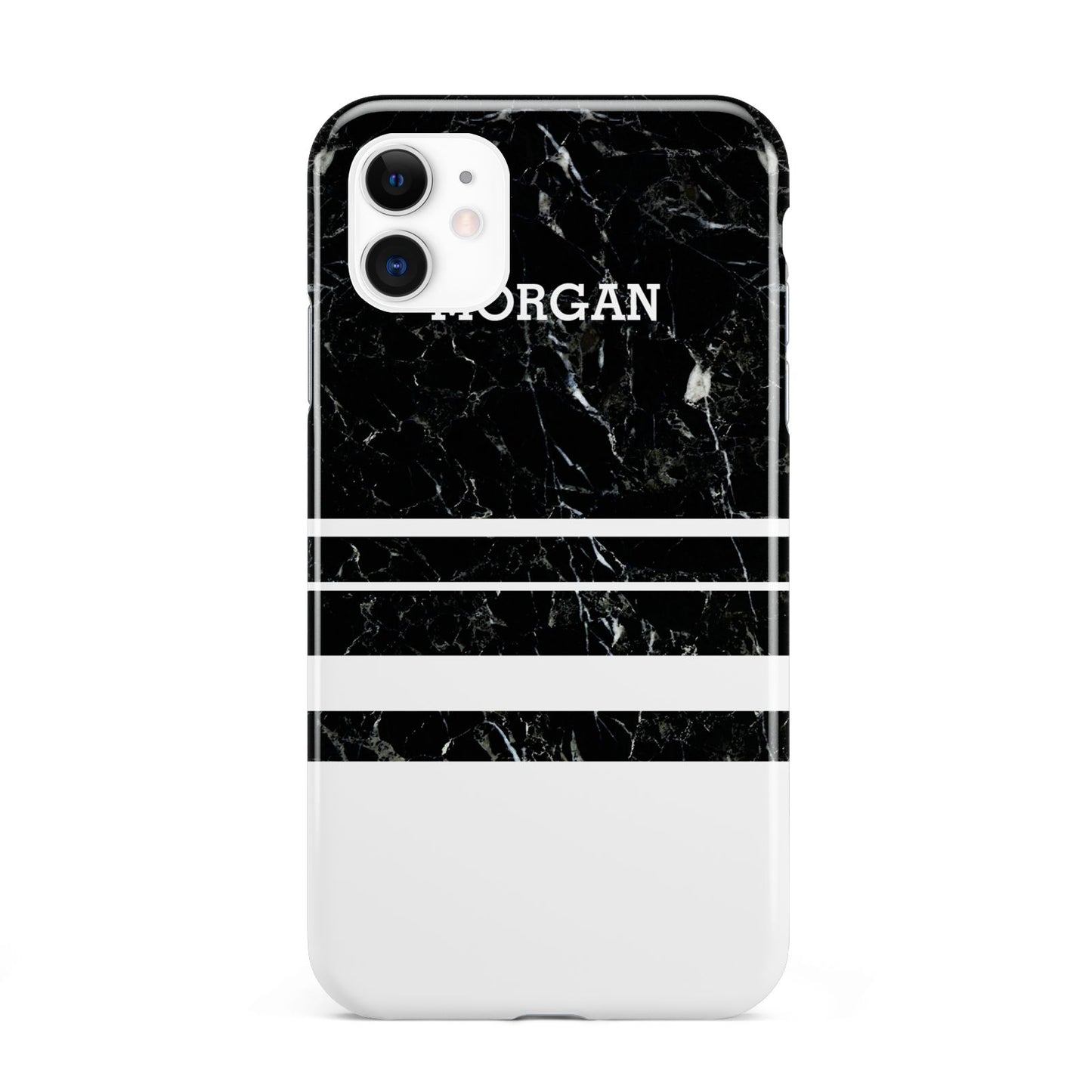 Personalised Marble Stripes Name Initials iPhone 11 3D Tough Case