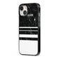 Personalised Marble Stripes Name Initials iPhone 13 Black Impact Case Side Angle on Silver phone