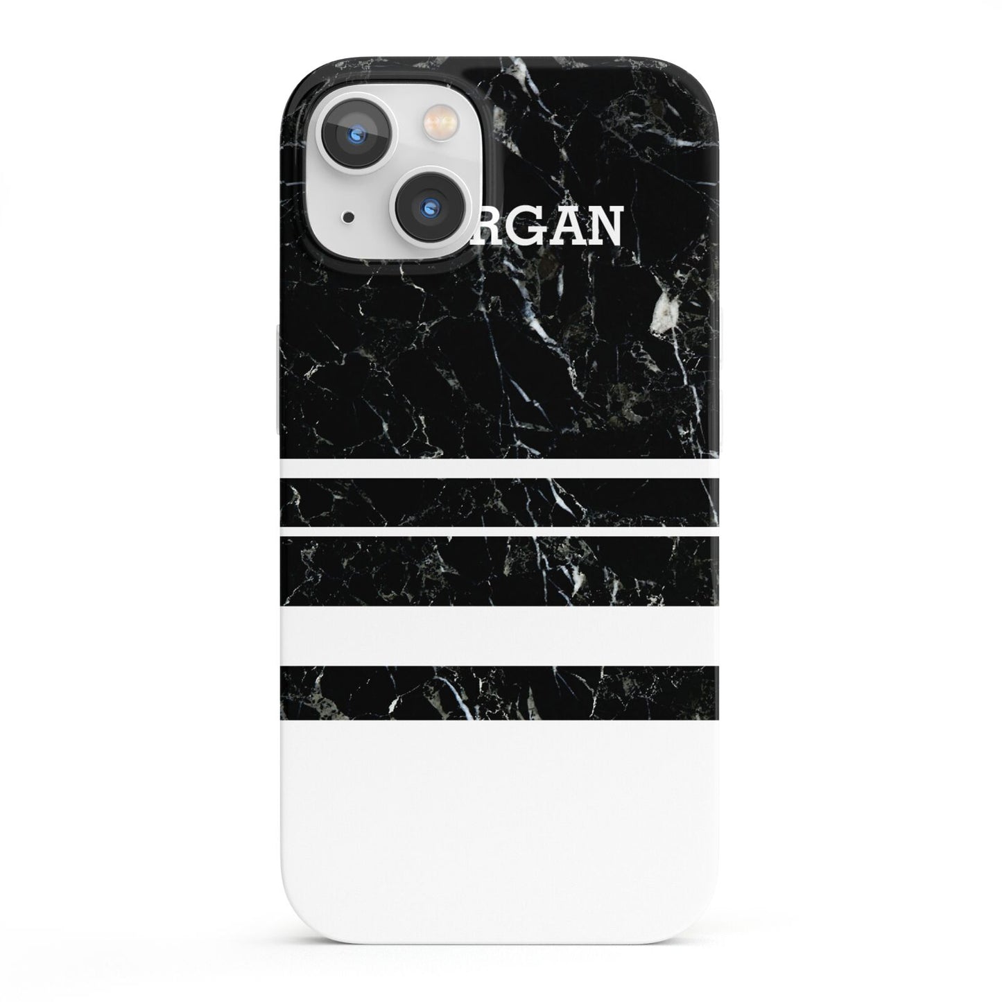 Personalised Marble Stripes Name Initials iPhone 13 Full Wrap 3D Snap Case