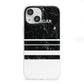 Personalised Marble Stripes Name Initials iPhone 13 Mini Clear Bumper Case