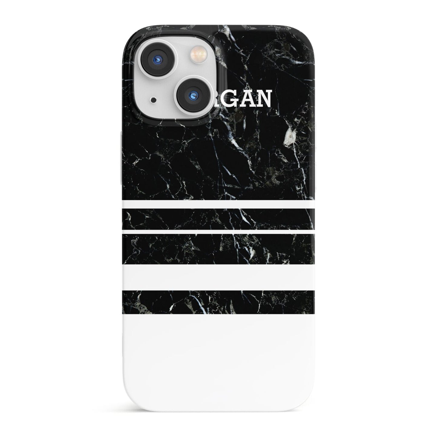Personalised Marble Stripes Name Initials iPhone 13 Mini Full Wrap 3D Snap Case
